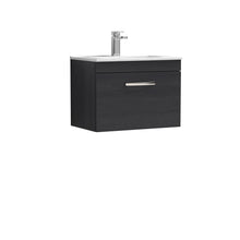 Nui Athena 600mm Wall Hung Vanity With Basin 2 Contemporary Charcoal Black MFC 448x605x395mm - JJ Building Materials