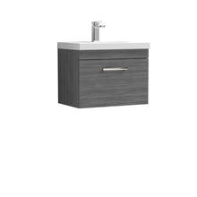 Nui Athena 600mm Wall Hung Vanity With Basin 3 Contemporary Anthracite Woodgrain MFC 481x610x390mm - JJ Building Materials