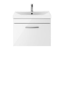 Nui Athena 600mm Wall Hung Vanity With Basin 3 Contemporary Gloss White MFC 481x610x390mm - JJ Building Materials