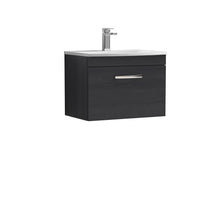 Nui Athena 600mm Wall Hung Vanity With Basin 4 Contemporary Charcoal Black MFC 461x610x390mm - ATH040G - JJ Building Materials