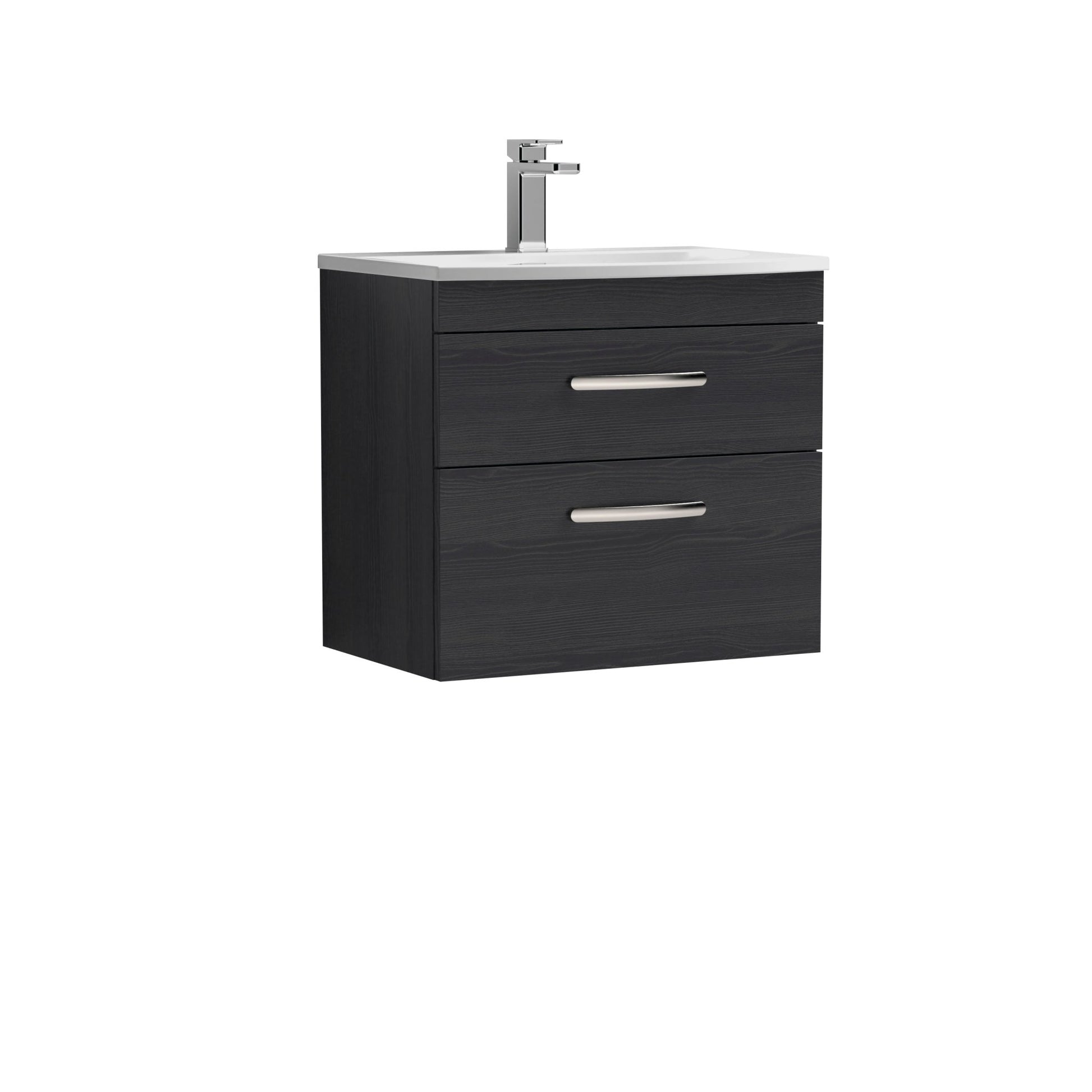 Nui Athena 600mm Wall Hung Vanity With Basin 4 Contemporary Charcoal Black MFC 461x610x390mm - ATH047G - JJ Building Materials