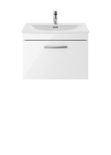 Nui Athena 600mm Wall Hung Vanity With Basin 4 Contemporary Gloss White MFC 461x610x390mm - ATH041G - JJ Building Materials