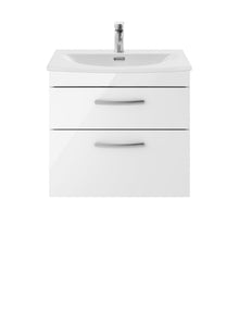 Nui Athena 600mm Wall Hung Vanity With Basin 4 Contemporary Gloss White MFC 461x610x390mm - ATH048G - JJ Building Materials