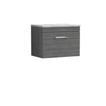 Nui Athena 600mm Wall Hung Vanity With Grey Worktop Contemporary Anthracite Woodgrain MFC Textured Woodgrain 452x605x390mm - JJ Building Materials