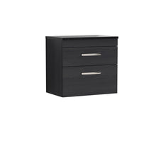 Nui Athena 600mm Wall Hung Vanity With Sparkling Black Worktop Contemporary Charcoal Black MFC Textured Woodgrain 560x605x390mm - JJ Building Materials