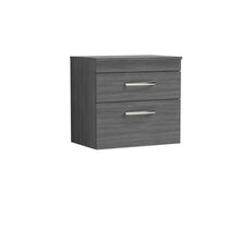 Nui Athena 600mm Wall Hung Vanity With Worktop Contemporary Anthracite Woodgrain MFC Textured Woodgrain 556x605x390mm - JJ Building Materials
