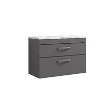 Nui Athena 800 Wall Hung 2 - drawer Unit & Laminate Worktop Contemporary Gloss Grey MFC Painted Gloss 560x805x390mm - JJ Building Materials
