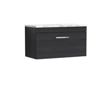 Nui Athena 800 Wall Hung Single Drawer Unit & Laminate Worktop Contemporary Charcoal Black MFC Textured Woodgrain 452x805x390mm - JJ Building Materials