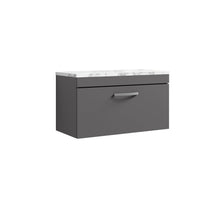 Nui Athena 800 Wall Hung Single Drawer Unit & Laminate Worktop Contemporary Gloss Grey MFC Painted Gloss 452x805x390mm - JJ Building Materials