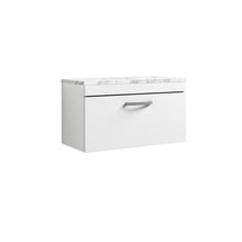 Nui Athena 800 Wall Hung Single Drawer Unit & Laminate Worktop Contemporary Gloss White MFC Painted Gloss 452x805x390mm - JJ Building Materials