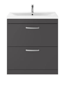Nui Athena 800mm Floor Standing Cabinet With Basin 1 Contemporary Gloss Grey MFC 905x810x390mm - JJ Building Materials