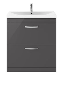 Nui Athena 800mm Floor Standing Cabinet With Basin 3 Contemporary Gloss Grey MFC 915x810x390mm - JJ Building Materials