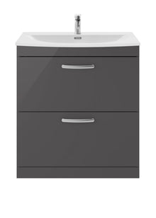 Nui Athena 800mm Floor Standing Cabinet With Basin 4 Contemporary Gloss Grey MFC 895x810x390mm - JJ Building Materials