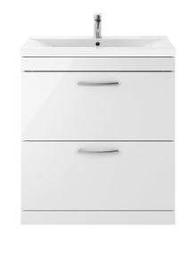Nui Athena 800mm Floor Standing Vanity With Basin 1 Contemporary Gloss White MFC 905x810x390mm - JJ Building Materials