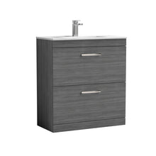 Nui Athena 800mm Floor Standing Vanity With Basin 2 Contemporary Anthracite Woodgrain MFC 883x805x395mm - JJ Building Materials