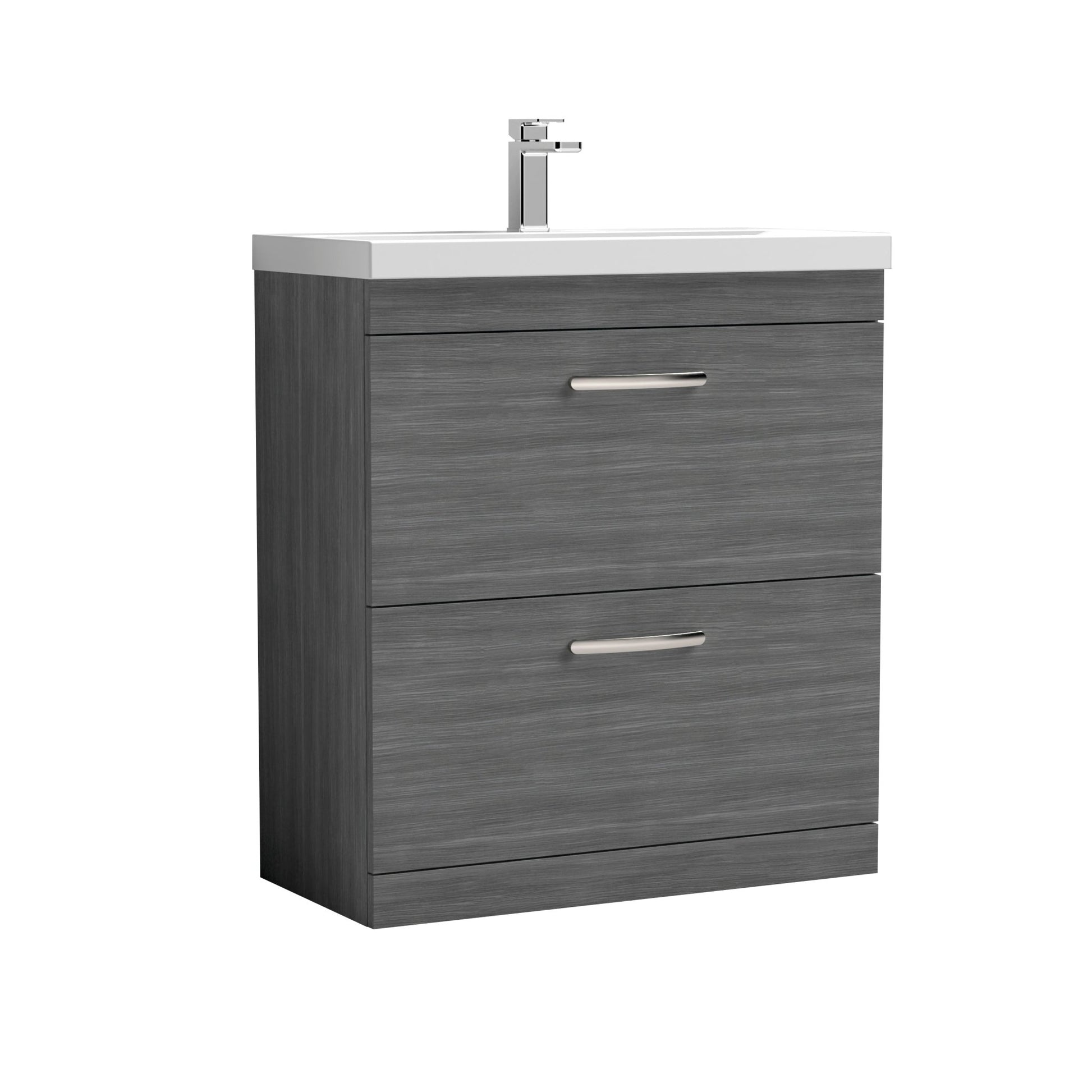 Nui Athena 800mm Floor Standing Vanity With Basin 3 Contemporary Anthracite Woodgrain MFC 915x810x390mm - JJ Building Materials