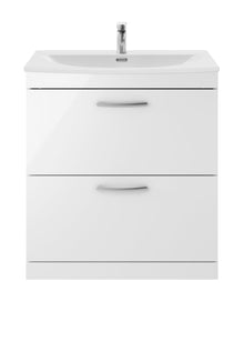 Nui Athena 800mm Floor Standing Vanity With Basin 4 Contemporary Gloss White MFC 895x810x390mm - JJ Building Materials