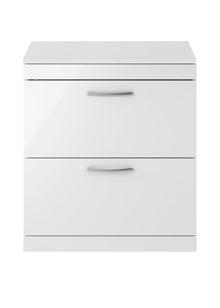Nui Athena 800mm Floor Standing Vanity With Worktop Contemporary Gloss White MFC Painted Gloss 883x805x390mm - JJ Building Materials