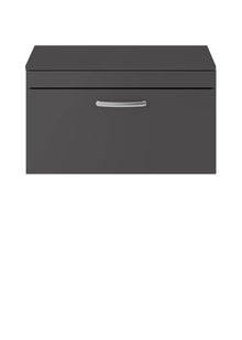 Nui Athena 800mm Wall Hung Cabinet With Worktop Contemporary Gloss Grey MFC Painted Gloss 449x805x390mm - JJ Building Materials