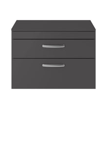 Nui Athena 800mm Wall Hung Cabinet With Worktop Contemporary Gloss Grey MFC Painted Gloss 557x805x390mm - JJ Building Materials