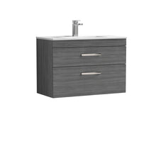 Nui Athena 800mm Wall Hung Vanity With Basin 2 Contemporary Anthracite Woodgrain MFC 556x805x395mm - JJ Building Materials