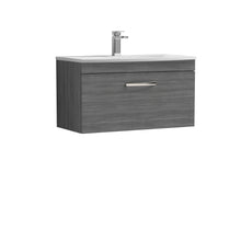 Nui Athena 800mm Wall Hung Vanity With Basin 4 Contemporary Anthracite Woodgrain MFC 461x810x390mm - ATH060G - JJ Building Materials
