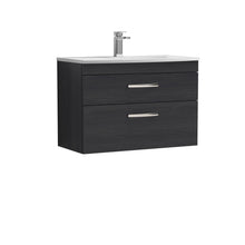 Nui Athena 800mm Wall Hung Vanity With Basin 4 Contemporary Charcoal Black MFC 461x810x390mm - ATH068G - JJ Building Materials
