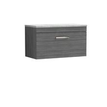 Nui Athena 800mm Wall Hung Vanity With Grey Worktop Contemporary Anthracite Woodgrain MFC Textured Woodgrain 560x805x390mm - ATH060LBG - JJ Building Materials