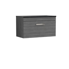 Nui Athena 800mm Wall Hung Vanity With Sparkling Black Worktop Contemporary Anthracite Woodgrain MFC Textured Woodgrain 560x805x390mm - ATH060LSB - JJ Building Materials