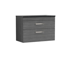 Nui Athena 800mm Wall Hung Vanity With Sparkling Black Worktop Contemporary Anthracite Woodgrain MFC Textured Woodgrain 560x805x390mm - ATH067LSB - JJ Building Materials