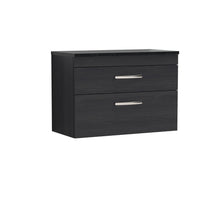 Nui Athena 800mm Wall Hung Vanity With Sparkling Black Worktop Contemporary Charcoal Black MFC Textured Woodgrain 560x805x390mm - JJ Building Materials