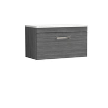Nui Athena 800mm Wall Hung Vanity With Sparkling White Worktop Contemporary Anthracite Woodgrain MFC Textured Woodgrain 560x805x390mm - ATH060LSW - JJ Building Materials