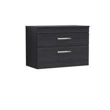 Nui Athena 800mm Wall Hung Vanity With Worktop Contemporary Charcoal Black MFC Textured Woodgrain 556x805x390mm - JJ Building Materials