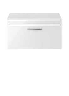 Nui Athena 800mm Wall Hung Vanity With Worktop Contemporary Gloss White MFC Painted Gloss 448x805x390mm - JJ Building Materials