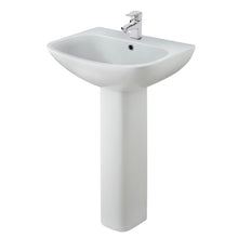 Nui Ava 545mm Basin & Pedestal Contemporary White Vitreous China 840x545x455mm - JJ Building Materials
