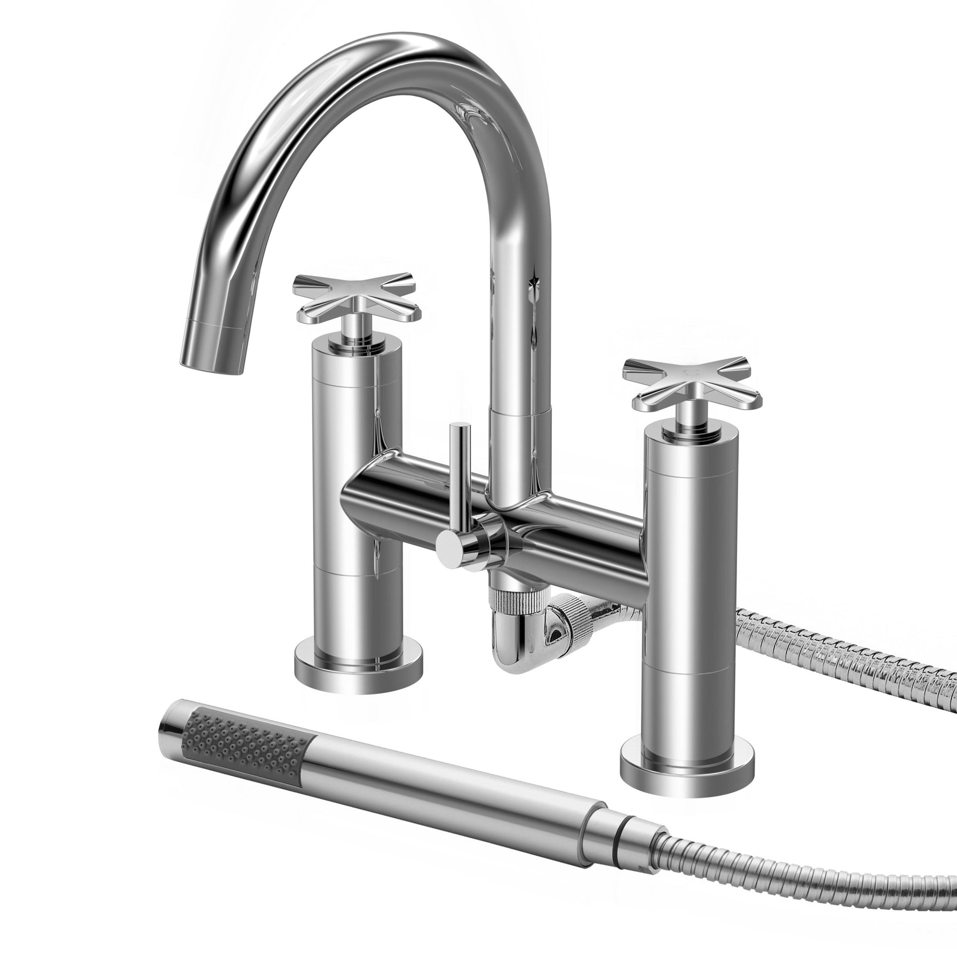 Nui Aztec Bath Shower Mixer Contemporary Chrome Brass 319x230x50mm - JJ Building Materials