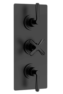 Nui Aztec Triple Thermostatic Shower Valve Contemporary Matt Black Brass ABS 280x120x136mm - JJ Building Materials