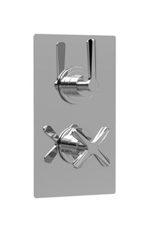 Nui Aztec Twin Thermostatic Shower Valve Contemporary Chrome Brass ABS 215x120x138mm - JJ Building Materials