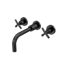 Nui Aztec Wall Mounted Basin Mixer Contemporary Matt Black Brass 113x255x220mm - JJ Building Materials