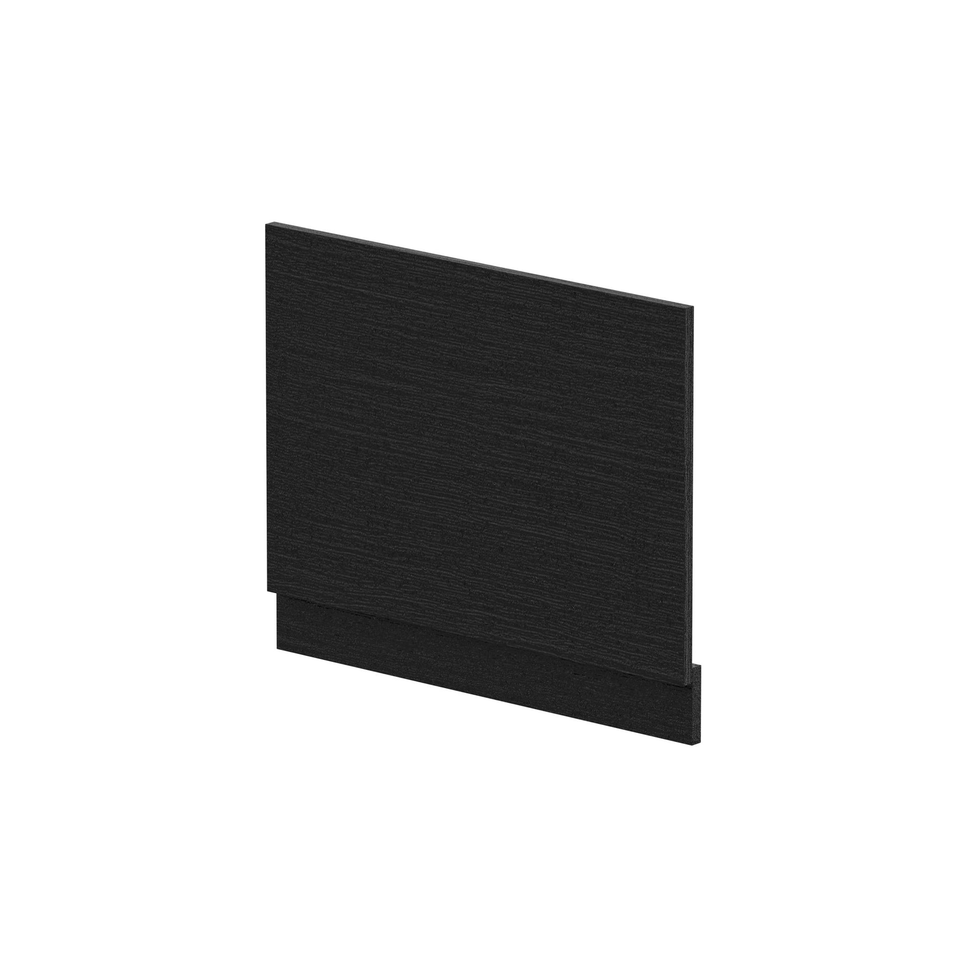 Nui Bath Panels Straight End Panel & Plinth (700mm) Contemporary Charcoal Black MFC Textured Woodgrain 560x680x36mm - JJ Building Materials
