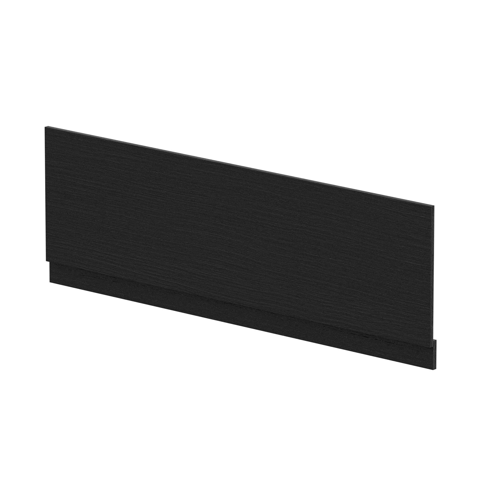 Nui Bath Panels Straight Front Panel & Plinth (1700mm) Contemporary Charcoal Black MFC Textured Woodgrain 560x1695x36mm - JJ Building Materials