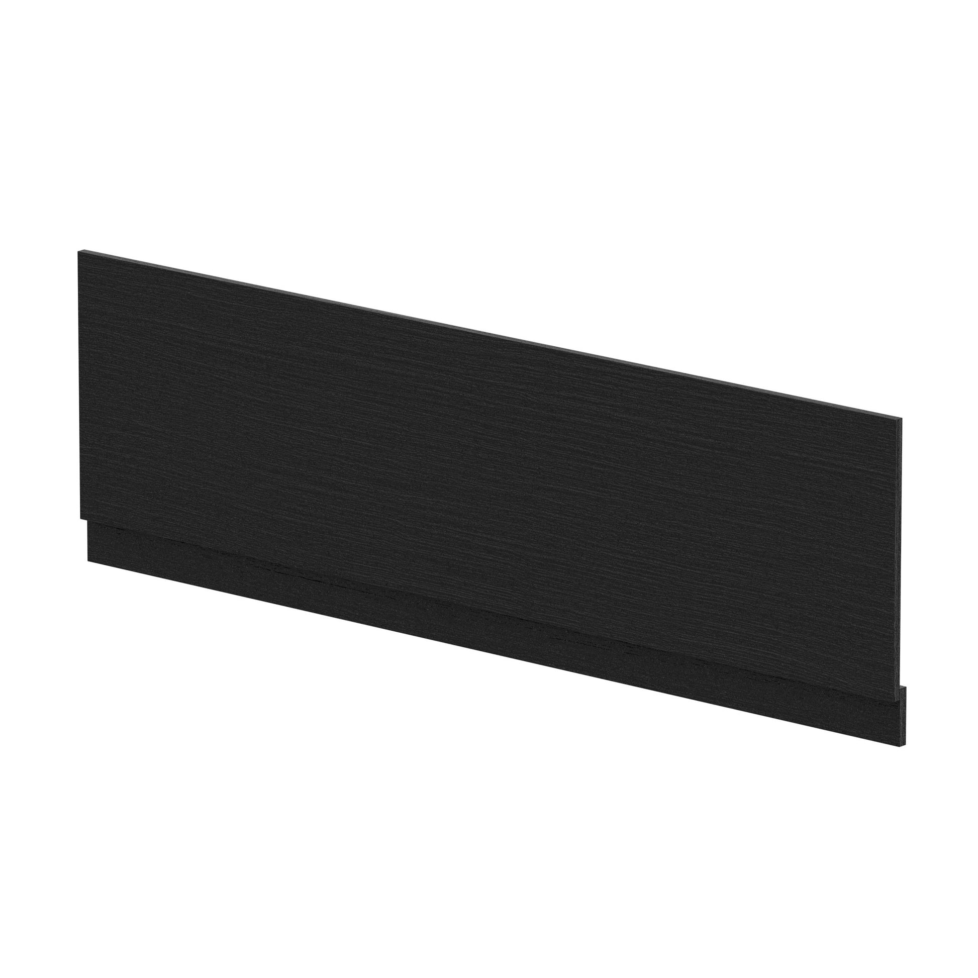 Nui Bath Panels Straight Front Panel & Plinth (1800mm) Contemporary Charcoal Black MFC Textured Woodgrain 560x1795x36mm - JJ Building Materials