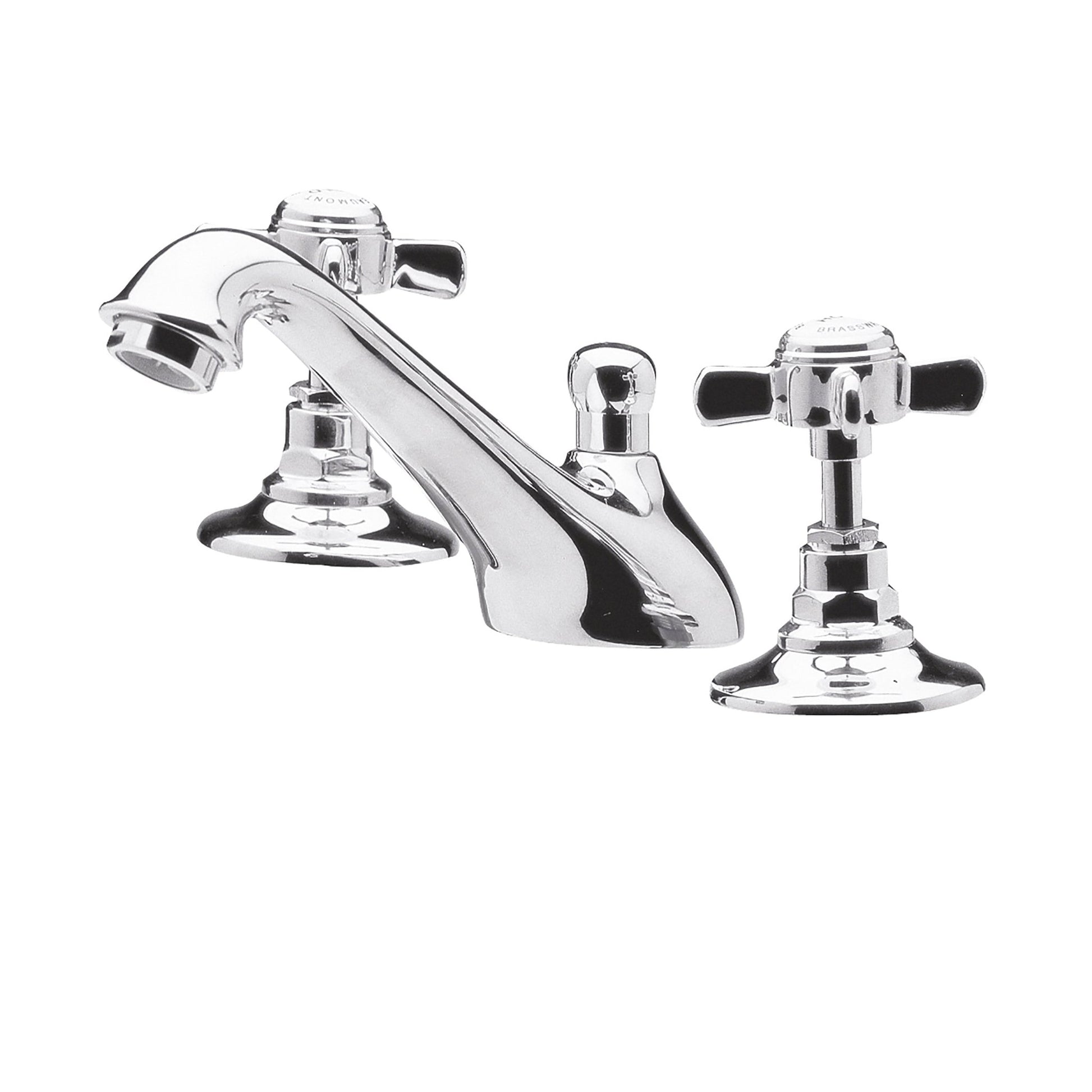 Nui Beaumont 3 Tap Hole Basin Mixer Traditional Chrome Brass 85x50x165mm - JJ Building Materials