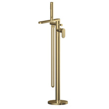 Nui Binsey Freestanding Bath Shower Mixer With Kit Contemporary Brushed Brass ABS,brass 880x200x360mm - JJ Building Materials