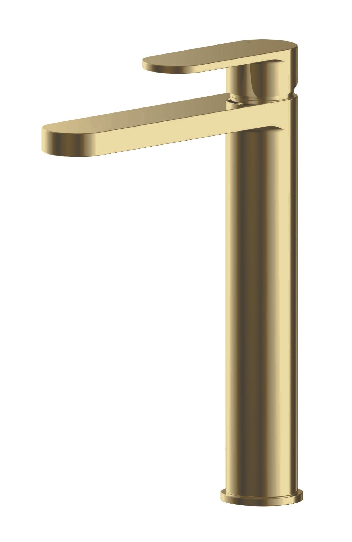 Nui Binsey High Rise Mono Basin Mixer Contemporary Brushed Brass Brass 290x52x187mm - JJ Building Materials