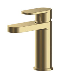 Nui Binsey Mono Basin Mixer With Push Button Waste Contemporary Brushed Brass Brass 160x52x147mm - JJ Building Materials