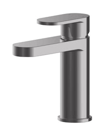 Nui Binsey Mono Basin Mixer With Push Button Waste Contemporary Brushed Pewter Brass 160x52x147mm - JJ Building Materials