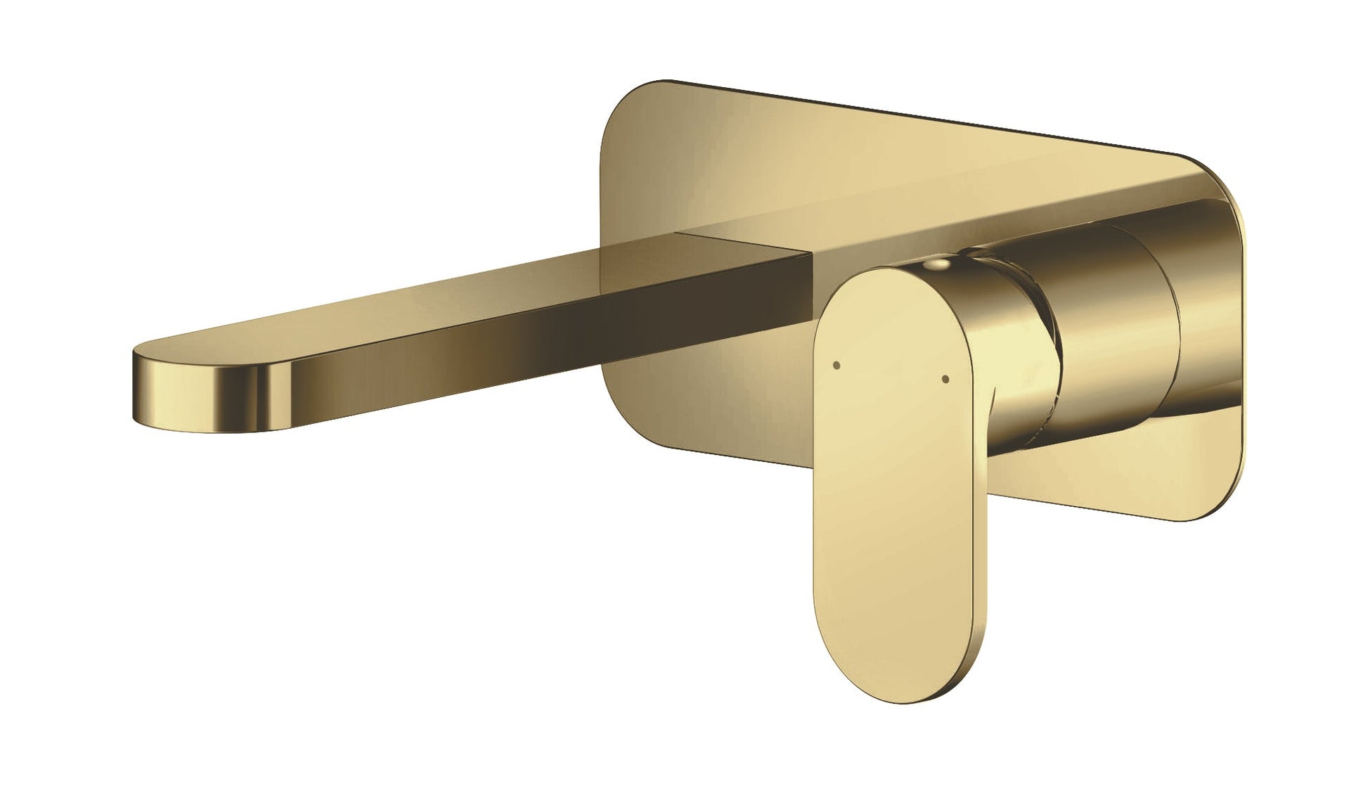 Nui Binsey Wall Mounted 2 Tap Hole Basin Mixer With Plate Contemporary Brushed Brass Brass 80x180x193mm - JJ Building Materials