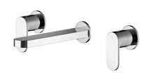 Nui Binsey Wall Mounted 3 Tap Hole Basin Mixer Contemporary Chrome Brass 75x245x195mm - JJ Building Materials