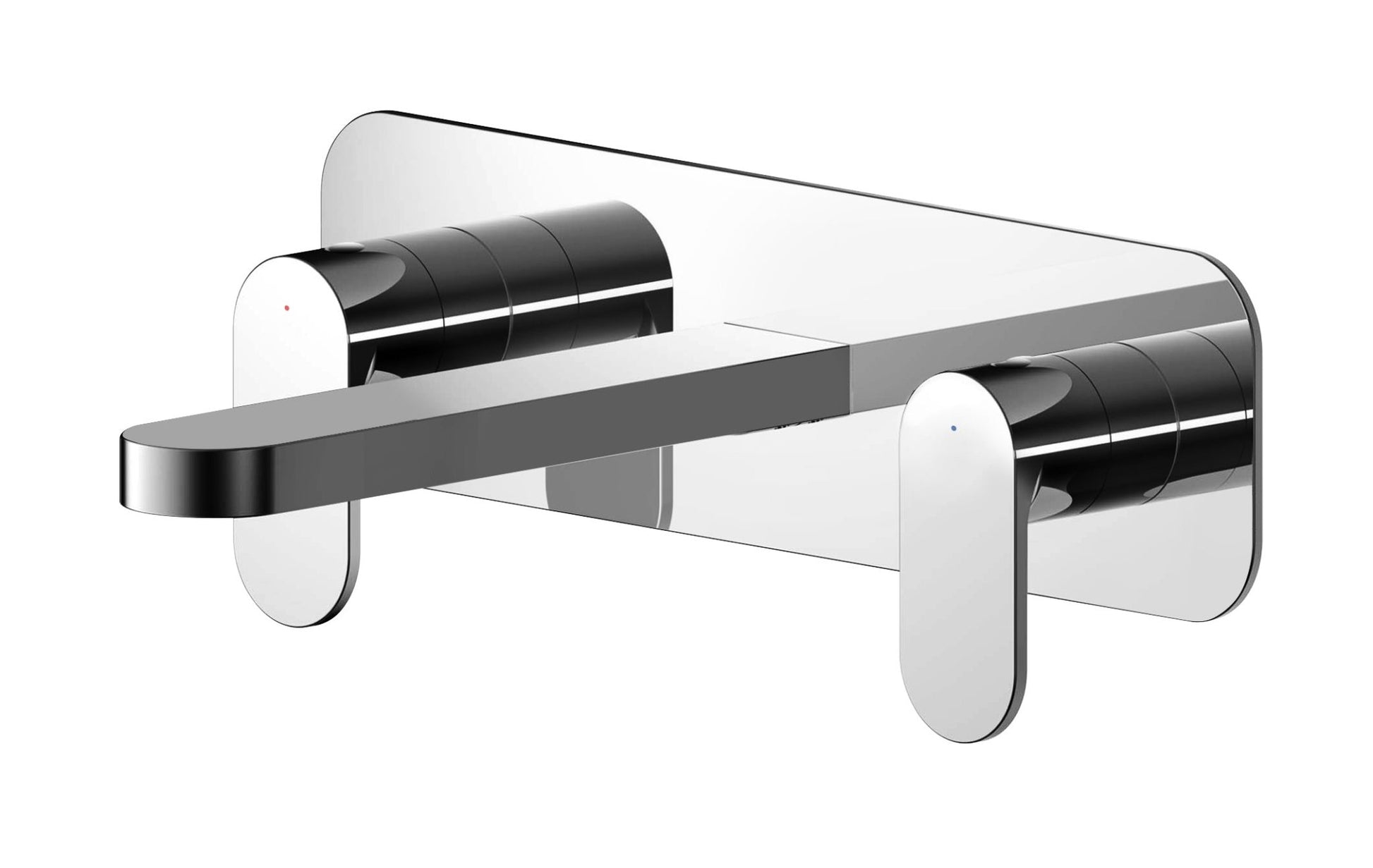 Nui Binsey Wall Mounted 3 Tap Hole Basin Mixer With Plate Contemporary Chrome Brass 75x280x193mm - JJ Building Materials